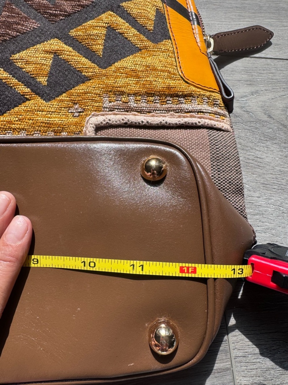 Burberry Multicolor Geometric Canvas & Leather Satchel - Pink, Yellow, Brown - Picture 4 of 10